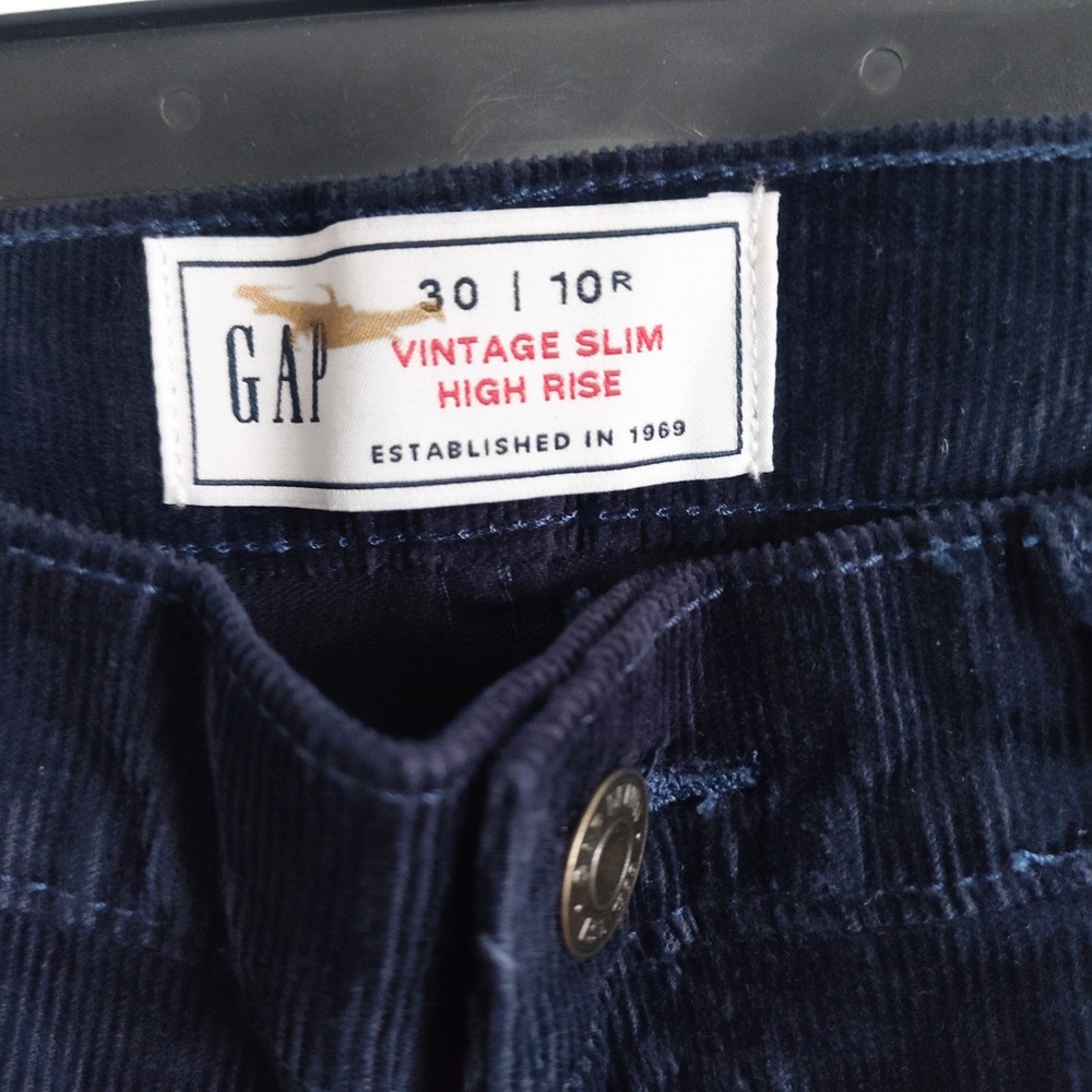 New Gap Pants Size 10 Corduroy Blue Vintage Slim High Rise Preppy Warm Apres Ski - Picture 6 of 7